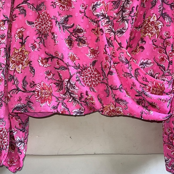 JOIE pink floral cropped faux wrap top - Picture 5 of 8